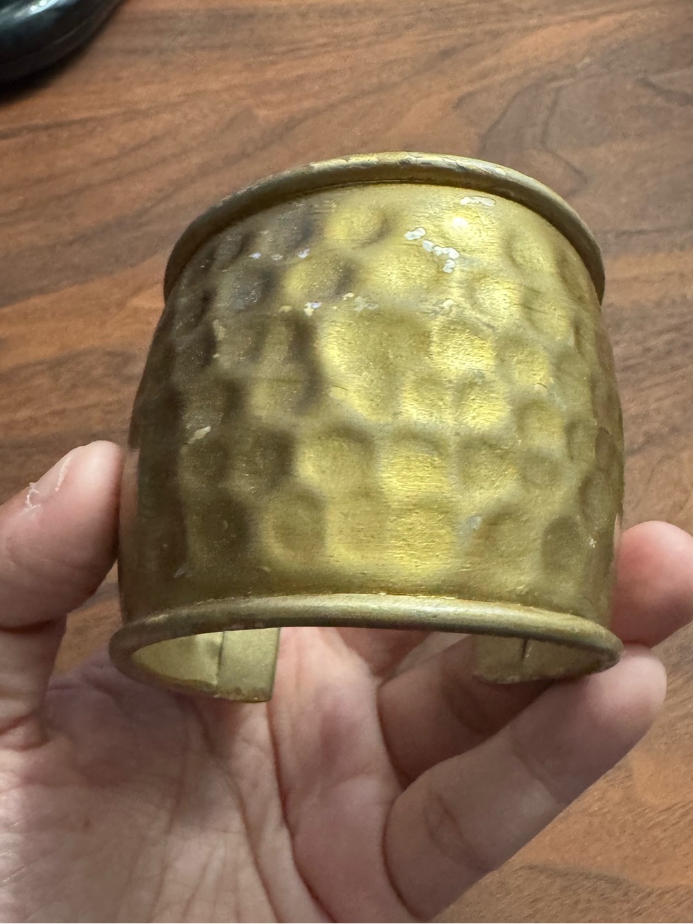 Large Boho/Eclectic Hammered Goldtoned Open Cuff Bracelet *READ*